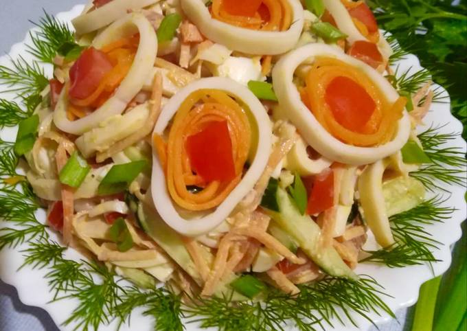 Салат из кальмаров. 🦑