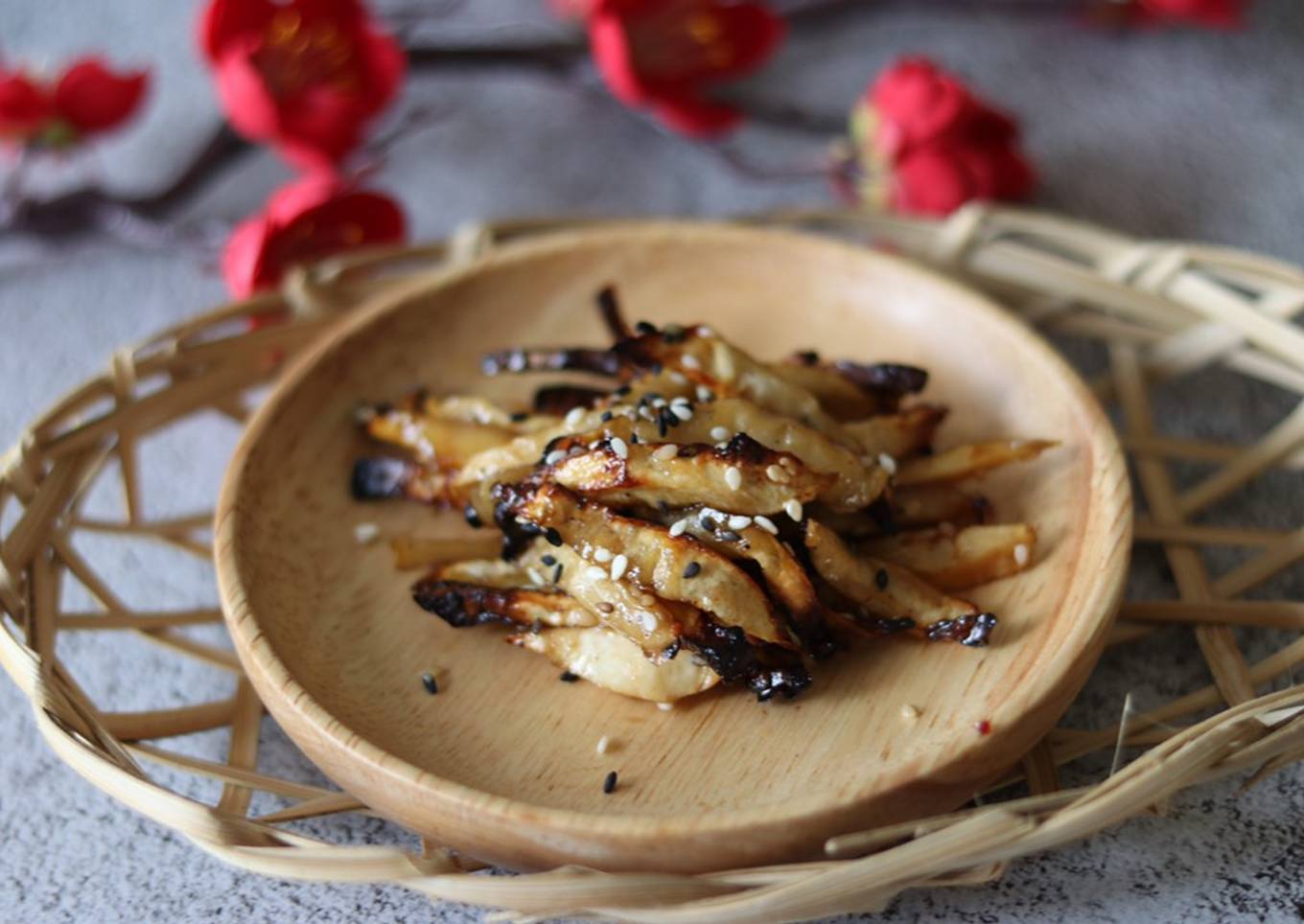 Asian style celeriac matchstick chips