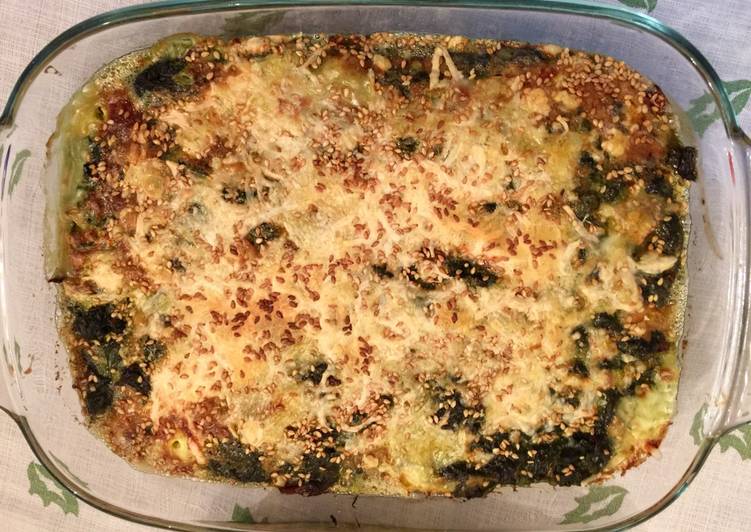 Espinacas con jamón y queso