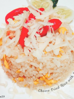 Foto resep 72. Cheese Fried Rice with Scrumbled Egg Prawn