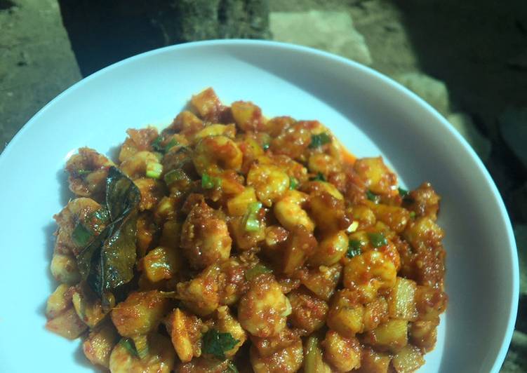 Resep Udang+kentang pedas manis Anti Gagal