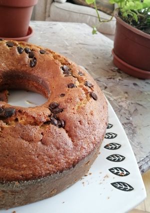 Una foto de Queque de plátano con chispas de chocolate