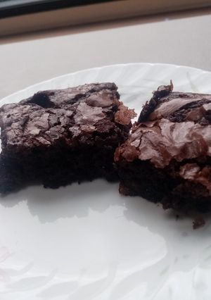 A picture of Double Chocolate chip apricot brownies.