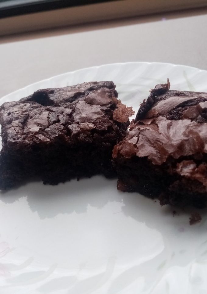 A picture of Double Chocolate chip apricot brownies.