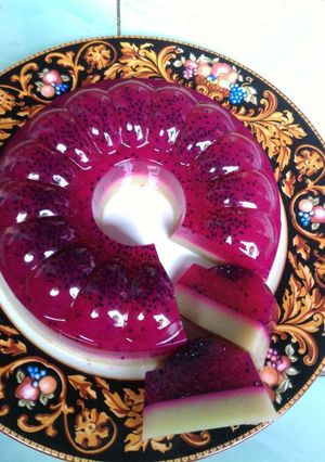 Foto resep Puding agar2 buah naga layer pop ice alpukat