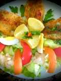 Sardine fritters with green salad
