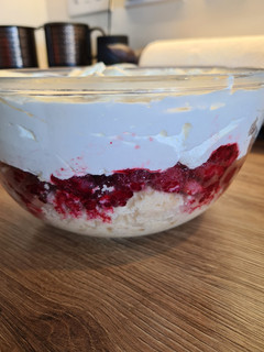 A picture of Raspberry Cider Trifle.