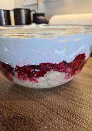 A picture of Raspberry Cider Trifle.