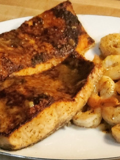 A picture of Baked Salmon and Shrimp.