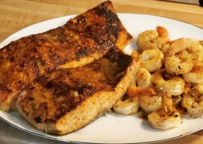 Baked Salmon and Shrimp