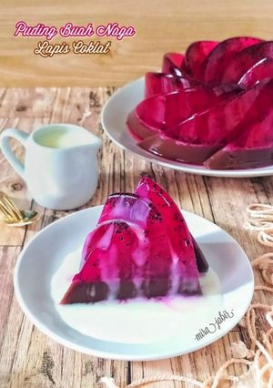 Foto resep Puding Buah Naga Lapis Coklat