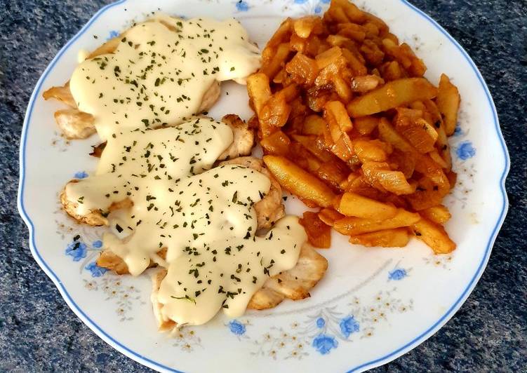 Pechuga de pollo con nata y queso