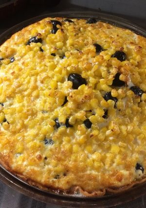 Una foto de Quiche de choclo y aceitunas a la mantequilla