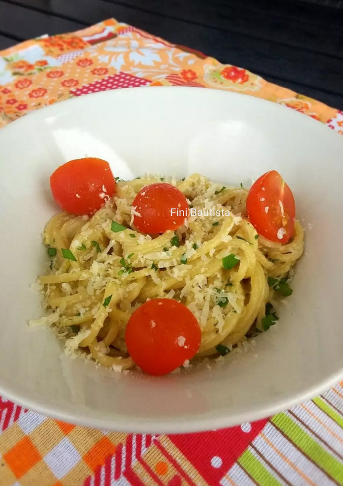 Una foto de Pasta de espaguetis en salsa de ajo
