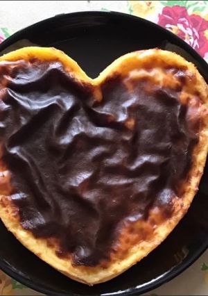 Une photo de Flan pâtissier « st valentin » sans pâte