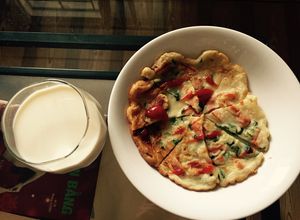 Hình của món Pancake xúc xích ăn sáng cho bé.