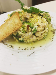 Una foto de Timbal de huevos revueltos