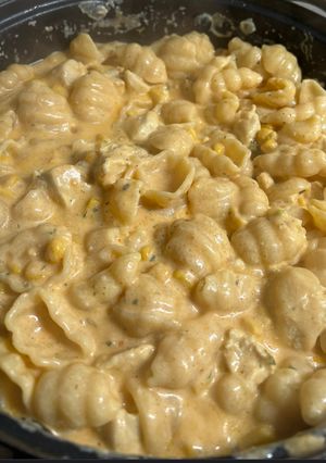 Csirkés Kukoricás-sajtos tészta tejszínes szószban recept fotója