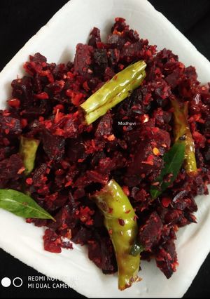 A picture of Beetroot kobbari fry.