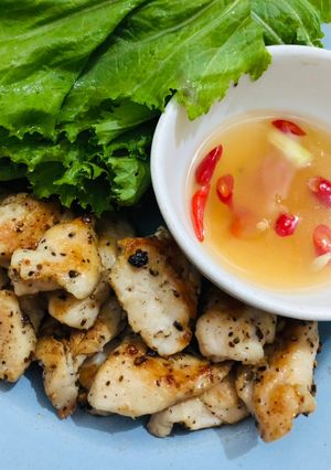 Hình của món Ức gà cuốn rau cải healthy.