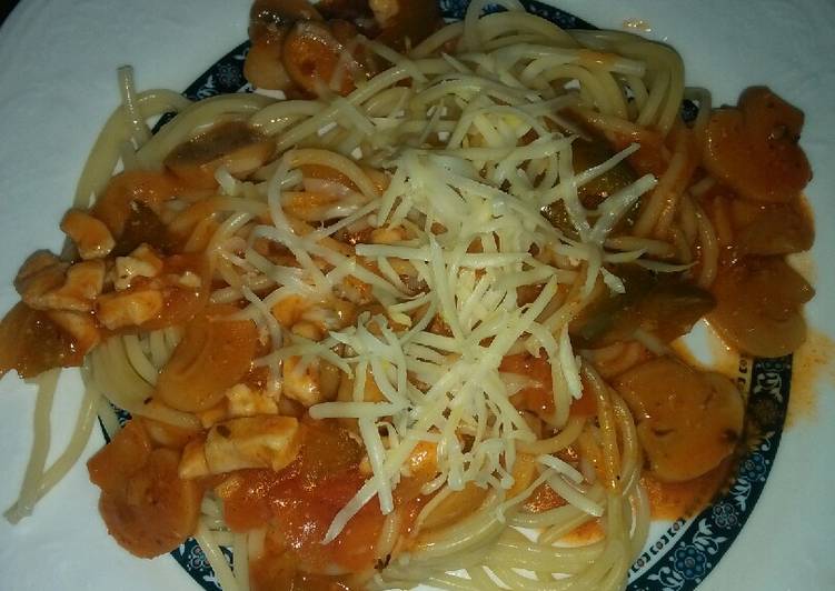 Spaghetti ayam jamur