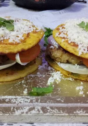 A picture of Cheese & oats Indian burger.