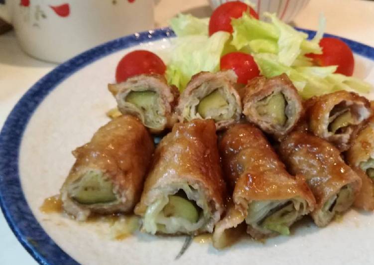 Resep Eggplant 🍆&amp; Cabbage Meat Roll 🥓 Teriyaki Sauce Anti Gagal