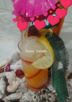 A picture of Orange lemon slurpee drink.