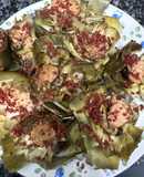 527. Flores de alcachofa con jamón serrano y foie (picoteo)