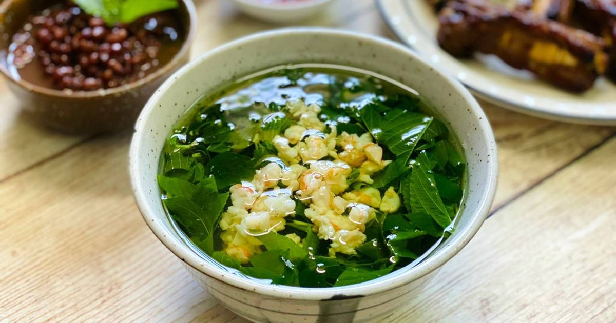 CÁCH NẤU CANH TẬP TÀNG THANH MÁT CƠ THỂ Cách Làm Món Canh Rau Tập Tàng Nấu Tôm của Rose Truong - Cookpad