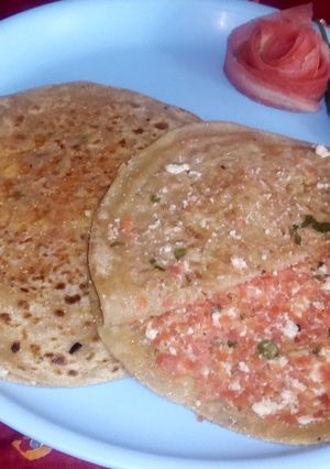 A picture of Carrot and paneer paratha.