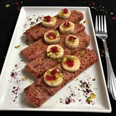 A picture of Buttermilk & Beetroot Pancakes.