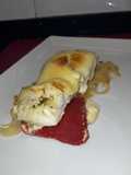 Bacalao al piquillo con muselina de ajo