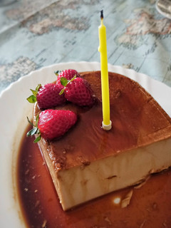 Una foto de Flan de café y queso