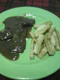 Chingolito con salsa de champiñones