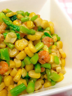 蝦米蘆筍炒玉米 ☆玉米炒蔬 3 的食譜成品照片