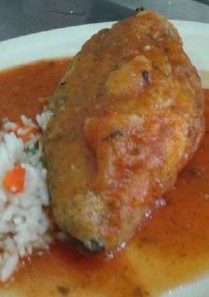 Una foto de Chile relleno de papa