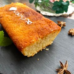 A picture of Semolina Cake with Maple Syrup.