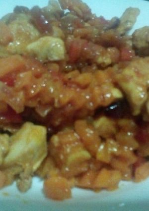 A picture of Chicken curry#authors marathon#local ingredients.