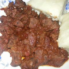 A picture of Stewed liver with ugali.