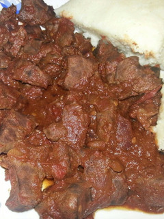 A picture of Stewed liver with ugali.