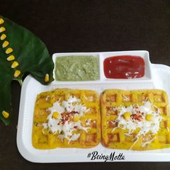 A picture of Corn-Colocasia Leaf Waffle.