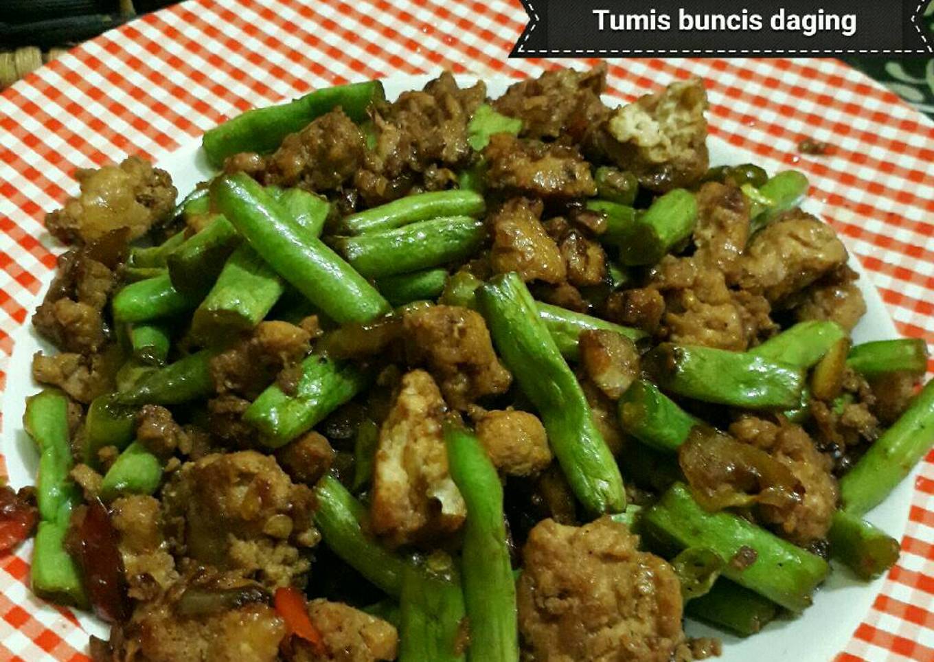 Tumis buncis daging cincang