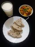 Sorghum flatbreads with Potato onion Sabzi