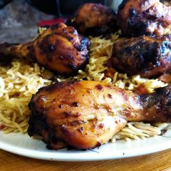 A picture of Kabsa chicken rice.