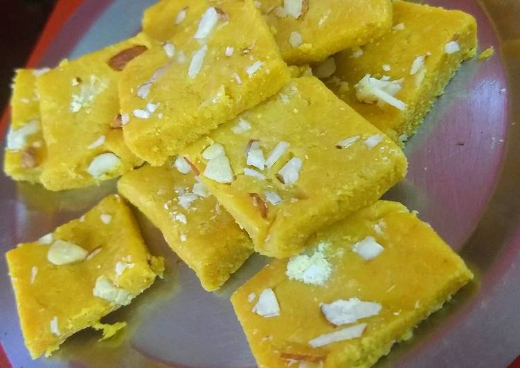 Besan burfi with condensed milk