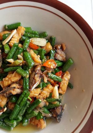 Foto resep Oseng tempe kacang panjang dan ikan asin