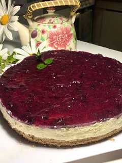 Una foto de 🫐Cheesecake de arándanos sin horno🫐
