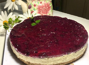 Una foto de 🫐Cheesecake de arándanos sin horno🫐
