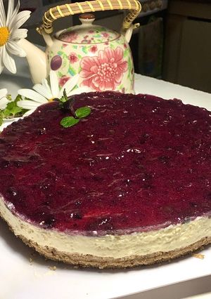 Una foto de 🫐Cheesecake de arándanos sin horno🫐